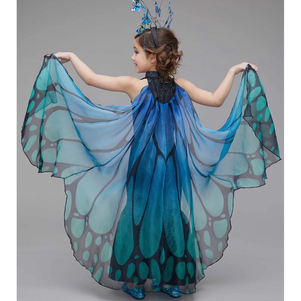 Chasing Fireflies Blue Butterfly Costume and Headband for Girls - 10 - EUC